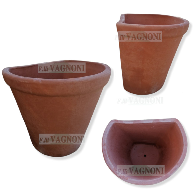 VASO A PARETE SVASATO LISCIO IN TERRACOTTA TOSCANA